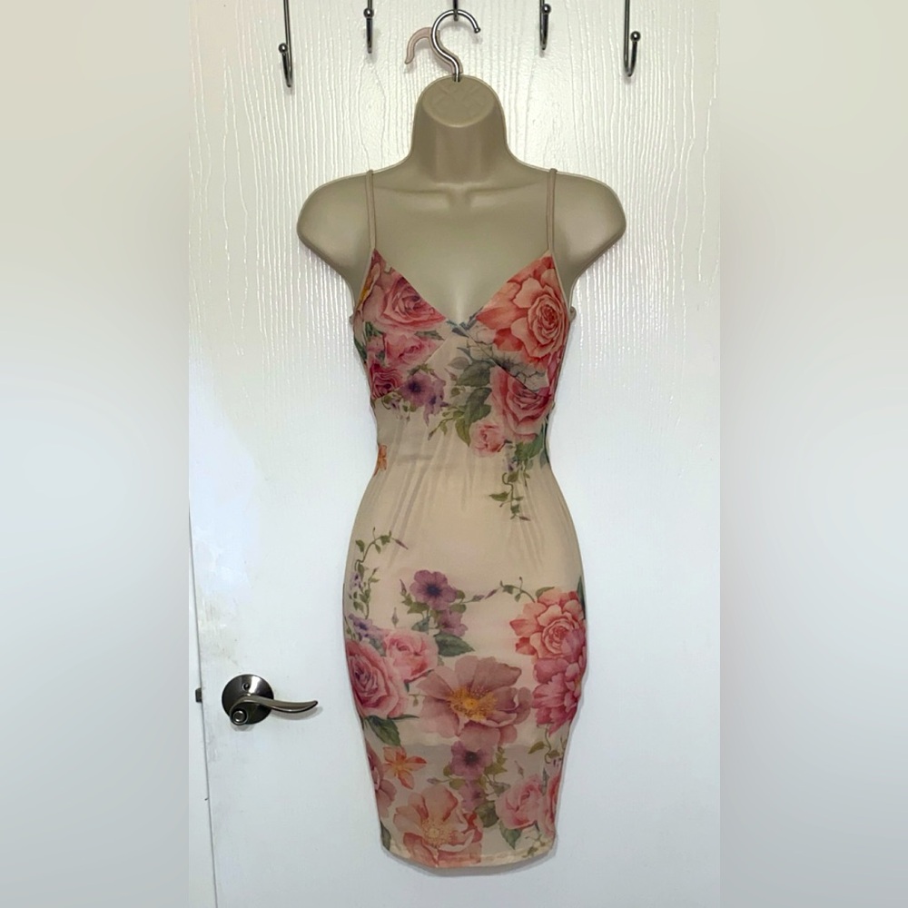 Olive Tree Women’s Floral Mesh Bodycon Dress